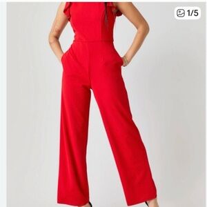 Francesca's Collections Vibrant Red Jumpsuit Size Medium